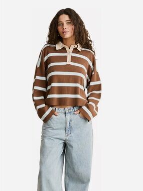 Rhythm Australia Brown and blue Striped Polo shirt